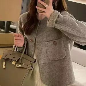 EAMT 여성코트 가을 롱 퍼 숏 양면 울 코트 모직 패션 YJ3