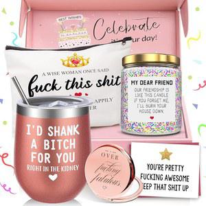 여성 베스트 프렌드를 위한 생일 선물 우정 그녀의 BFF 친구 베스티 자매 바구니 라벤더 향 캔들 12온스 텀블러