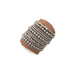 여성용 조볼리 골드 실버 팔찌 비즈 스트랜드 볼 스택 조절 가능한 세트