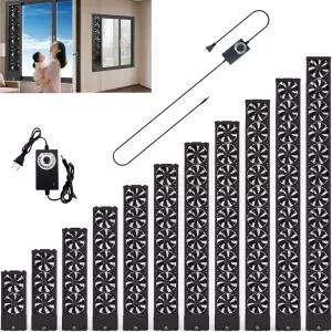 접이식 창문 배기구 팬 드릴 없이 설치 가능 슬라이딩 창문용 수직 가정 및 주방용 속도 조절 가능블랙