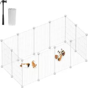송믹스 애완동물 놀이펜 작은 동물 우리 케이블 타이가 있는 울타리 기니피그 햄스터 토끼 고슴도치 화이트