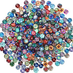 레몬로드 400개 만다라 혼합 모자이크 타일 대량 인쇄 유리 돔 카보숑 모음 DIY 공예용 사진 펜던트 주얼리