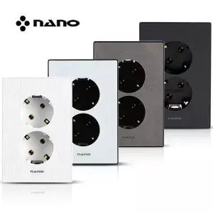 나노전기 나노 아트2 전기 안전형 2구 콘센트 매입 매립 접지 인테리어 커버