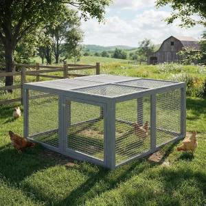 액티브트레일 폴딩 치킨 코프 런 래빗 허치 휴대용 나무 케이지 펜 상단 및 측면 개방 도어가 있는 소형