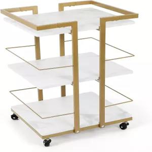 FAHKNS 에스테틱 카트 살롱 스파 헤비 듀티 모바일 네일 3단 롤링 메이크업 스킨케어 도구 용품 잠금 휠