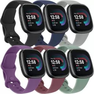 Fitbit Versa 4 / 3 Sense 2 여성용 감지 밴드 소프트 스포츠 손목 교체 스마트 워치 스트랩 6가지 팩 호환