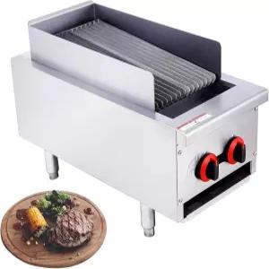 상업용 차브로일러 14인치 2 버너 40000 BTU 조리대 그릴 튼튼한 스테인리스 스틸 레스토랑 주방 푸드 트럭