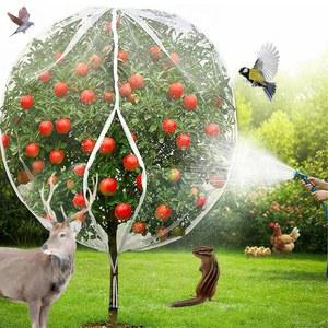 드로스트링과 지퍼가 달린 과일 나무 그물 (4팩 6.6x8피트) - 재사용가능 식물 보호 가방 블루베리 덤불용 헤비 듀티 PE 메쉬 커버 새/사슴/다람쥐 차단