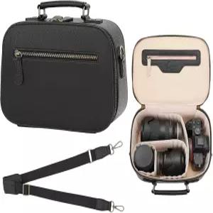 디비아 카메라 슬링백 사진작가용 방수 PU 가죽 크로스바디 가방 DSLR/SLR/미러리스용 탈착식 칸막이가