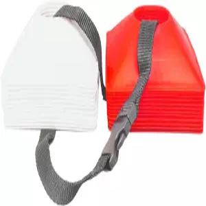 아메리칸 챌린지 스퀘어 디스크 콘 - 스포츠 트레이닝용 민첩성 24종 세트 캐리 스트랩이 있는 내구성 축구