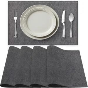 카를로 람페르티 이탈리아의 프리미엄 천 플레이스 매트 4개 세트 100 면 카본 그레이 20 x14 자카드 직조