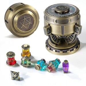 2026 DND 주사위 세트 연금술사 u2019s 메탈릭 엘릭서 메탈 - 빈티지 샬리스 케이스 상자에 담긴 7피스 RPG MTG 컬렉션 D&D 공상과학 전쟁 또는 범죄 테마 테이블탑 게임(브론즈)