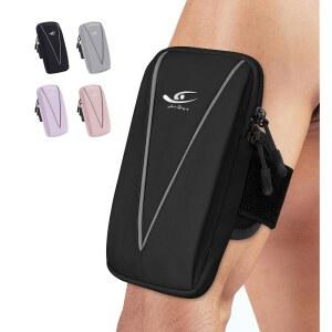 휴대폰용 HiRui 휴대폰 홀더 암백 및 손목 가방, 체육관 자전거용 스포츠 러닝 암밴드, iPhone 17 /17Pro /Plus /16 /15 삼성 갤럭시 모든 휴대폰, 반사 조절 가능(블랙)