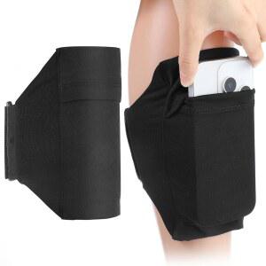 휴대폰 다리 스트랩, 검은색 홀더, 여성용 및 남성용 조절 가능한 밴드, 달리기, 하이킹, 승마, 오토바이, 운동, 걷기, 하이킹을 위한 미끄럼 방지 스마트폰 완장