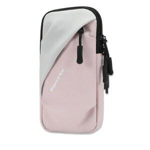 휴대폰 암밴드 손목 가방, 유니버설 핏, 방수, 통기성, 자전거 하이킹 체육관 달리기용 홀더, 팔에 맞고 단단하며 미끄러지지 않습니다 (핑크와 화이트)