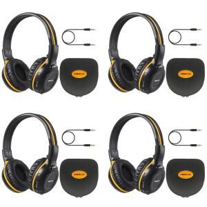 시몰리오 4팩 IR 카 DVD 플레이어 어린이용 헤드폰 혼다 파일럿용 무선 적외선 uConnect 캐딜락 에스컬레이드 교외 2채널 밴 헤드셋 접이식 하드 EVA 케이스 보조 코드