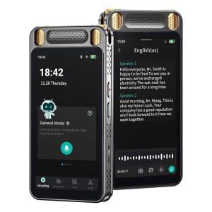 [미국배송] 재생 기능이 있는 AI 음성 녹음기 무제한 전사 요약 번역 디지털 휴대용 음성-텍스트 회의 녹음기 및 전사기 강의용 장치