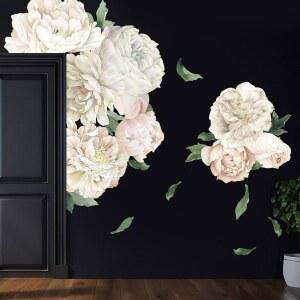 로맨틱 흰색 화이트 모란 벽장식 보육 웨딩 장식용 대형 플라워 비닐 벽아트 침실용 식물 스티커 블러셔 플로럴 장식