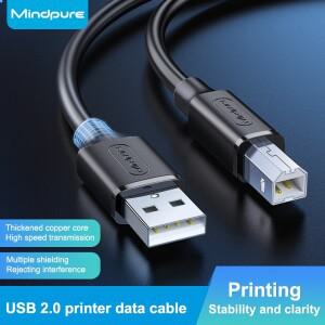Mindpure USB 프린터 케이블 2.0  A-B 남성-남성 캐논 호환 Epson Dell HP 호환ZJiang 라벨 코드 10m