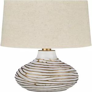애슐리 알레엘라 플램의 시그니처 디자인 22.25인치 텍스처 선형 테이블 램프 화이트 골드