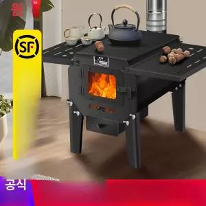 겨울 난방난로 화목 불멍 캠핑 장작 매화문 대형 접이식 야외 유리문 매화꽃 펠릿