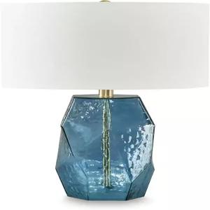 애슐리 탈로우의 시그니처 디자인 3방향 스위치가 있는 현대 유리 테이블 램프 블루 화이트