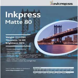 잉크프레스 듀오 매트 80 잉크젯 페이퍼 215gsm 무게 1200만 두께 95 밝기 양면 13x19인치 50장