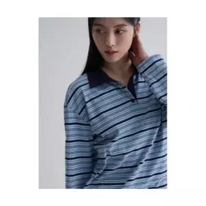 매장정품 8SECONDS 에잇세컨즈 스트라이프 칼라 럭비 티셔츠 스카이 블루 356341CC2Q 1301613