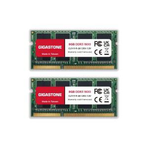 DDR3 RAM 노트북 전용 GIGASTONE 16GB 키트(2x8GB) DDR3 / DDR3L 1600MHz (1333MHz) PC3-12800 (PC3-10600) CL11 1.35V 1.5V 2Rx8 SODIMM 204 핀 언버퍼링 비 ECC 고성능 메모리 업그레이드