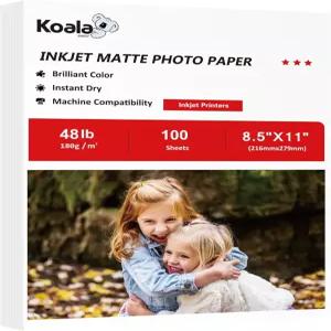 코알라 사진 용지 매트 코팅 8.5X11인치 잉크젯 프린터 48LB 프레젠테이션 100매와 호환됨