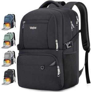 벨레이버 단열 도시락 가방 핏 17인치 노트북 USB 충전 포트가 있는 워크 백팩 여행 비즈니스 하이킹을 위한 방수 대학용 컴퓨터 가방(블랙)