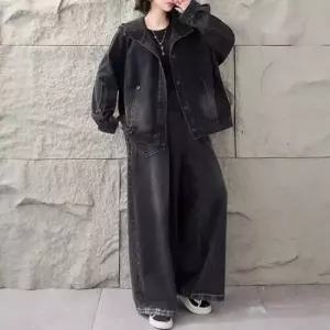 EAMT 청 여자 캐주얼 빈티지 후드 카디건+ 정장세트 대디 세트 EUNG1