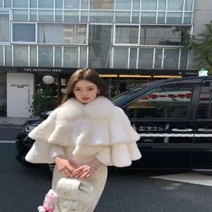 인조모피 숄 케이프코트 퍼코트 퍼자켓 재킷 여성용 자켓 망토 따뜻한