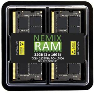 네믹스 램 32GB (2X16GB) DDR4 2133MHZ PC4-17000 2Rx8 1.2V 260핀 비ECC SODIMM 노트북 PC 메모리 키트