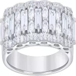 주얼스 바이 럭스 스털링 실버 여성 바게트 라운드 큐빅지르코니아 패션 브라이덜 기념 약혼 웨딩 밴드 링