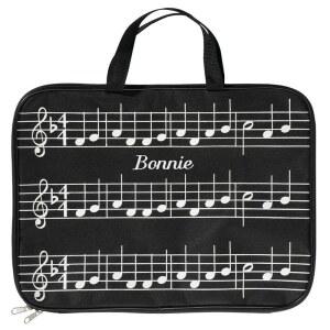 폭스 밸리 트레이더스 커스텀 뮤직 노트 토트백 지퍼, 시트 음악 서류 가방, 블랙