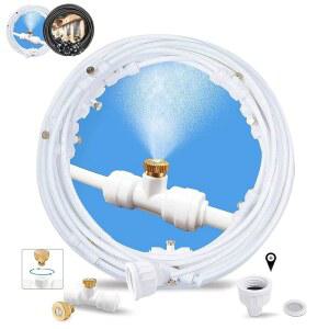 야외 냉방용 파티오 미스터 야외용 워터 80피트|24세 남성 정원용 흰색 화이트 뒷마당 미스트 호스 온실 선풍기 데크 우산 캐노피 수영장 현관 트램펄린 스프링클러 공원