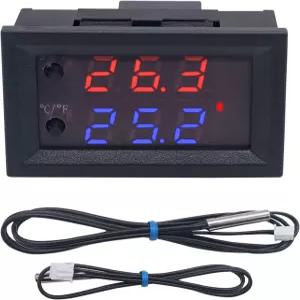 Twideec/DC 12V 온도 컨트롤러 프로그래밍 가능 50 ~ 110 °C 58 230 °F 빨간색/파란색 LED 디스플레이