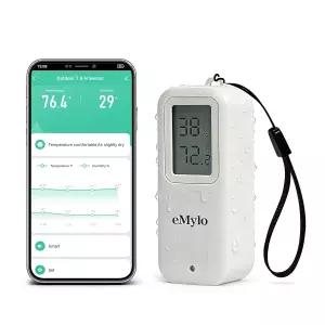 eMylo WiFi 온도계 습도계 스마트 실내 습도 모니터 앱 알림 기능이 있는 IP65 방수 디지털 온도 센서 무료
