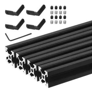uxcell 4Pcs V 슬롯 2020 알루미늄 압출 프로파일 유럽 표준 350mm x 20mm 양극 산화 처리된 검은색 선형