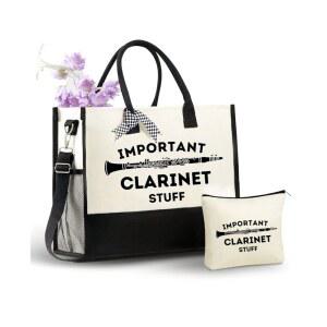 여성용 이노베타 클라리넷 선물, 연주자용 소녀 엄마 할머니용 캔버스 토트백, 상단 지퍼 잠금장치가 있는 가방, 크리스마스, 생일 선물용 어깨끈