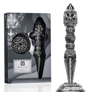 금속 DND 지팡이 주사위 세트 바구아 스탠드 세븐 원 룰렛 로테이터 롤플레잉 또는 스팀펑크 테마 게임에 적합 D20 D12 D10 D8 D6 D4 D00% D2 코인 하나 포함 (실버)