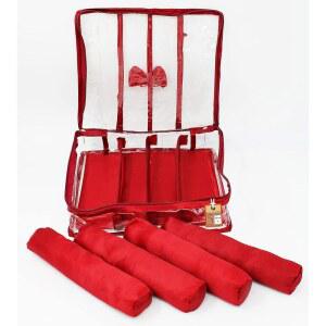 아토라쿠손사틴 패브릭 4 로드 뱅글 박스 정리함 여성 주얼리 파우치 보관가방 메이크업 여행 옷장 웨딩 세트 신부 마룬용