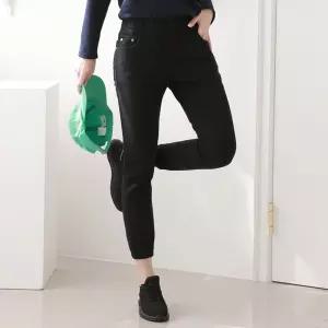 기본 하이웨스트 밴딩 조거팬츠 스키니 일자핏 블랙 MJu1+6ilu