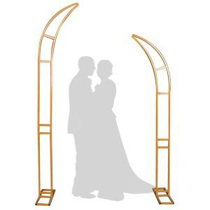 커브드 메탈 웨딩 아치 스탠드 가든 플라워 결혼식 생일 기념 플로럴 배경 장식 8.2FT 6.9FT(골드)