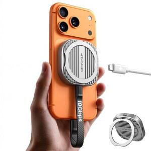 GEWOKLIY 마그네틱 M.2 2230 NVMe SSD 인클로저, iPhone16 Pro ProRes용 휴대용 인클로저 SSD, 100W PD 충전 알루미늄 케이스, USB C 3.2 Gen2 10Gbps 최대 2TB, M & B+M 키(CMC02-S)