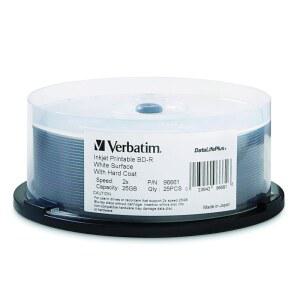버바팀 96661 DataLifePlus 25GB 2X 블루레이 단층 녹화 가능한 흰색 화이트 잉크젯 프린팅 디스크 BD-R 25디스크 스핀들