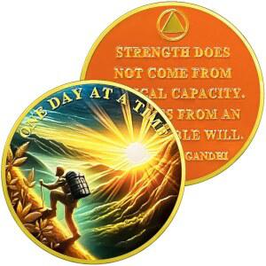 선라이트 산악인 소브리에티 코인 | 알코올 자 익명 AA 선물 연례 소버 칩 기념 축하 리빙 클린 및 메달리온