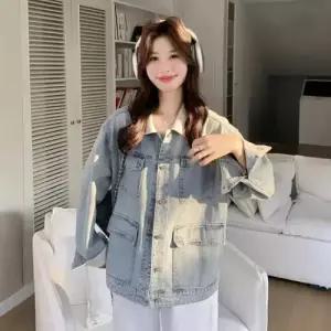 무천도사 여성용 여성 데님 봄 캐주얼 코트 재킷 KKE1
