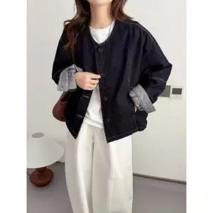 무천도사 데님 여성 여성용 가을 캐주얼 자켓 차이나 코트 점퍼 상의 긴팔 KKE3